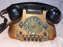 Téléphone de collection en cuivre laiton et bakélite