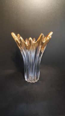 vase en cristal avec décor doré