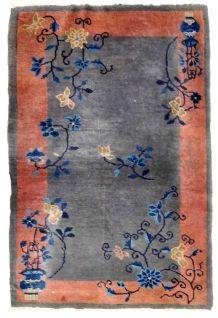 Tapis ancien Chinois Art Deco fait main, 1B881