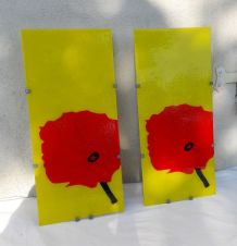 Paire d'appliques coquelicot