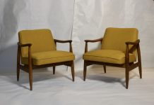Paire de fauteuils GFM-87 Juliusz Kedziorek 1960 jaune.Ref s