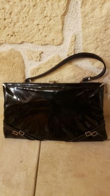 Sac à main vintage vernis noir