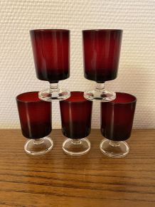 Set de 5 verres à liqueur Suède Rubis