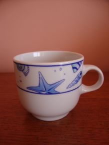 Lot de 6 tasses à café vintage  "Océane"