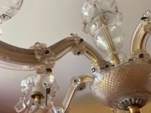 LUSTRE CRISTAL  OU VERRE  &amp; BRONZE