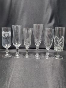 6 verres à eau vintage 28cl longchamp - cristal d'arques - verre