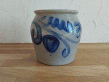 Pot à sel en grès d’Alsace gris et bleu, céramique française