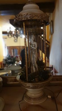 Pied de lampe en verre bullé vieux rose - Ressourcerie Histoires Sans Fin