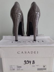 Casadei - superbes escarpins de luxe gris full cuir (p38)
