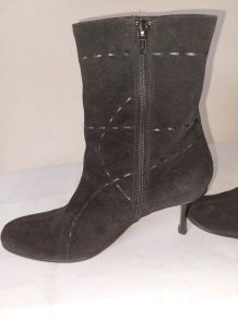 966B* Ana Bonilla - sexy boots noirs full cuir (39,5)