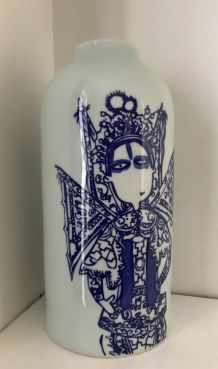 Vase bleu de Chine personnage Opéra