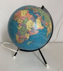 Globe vintage 1975 terrestre tripode verre Taride - 28 cm