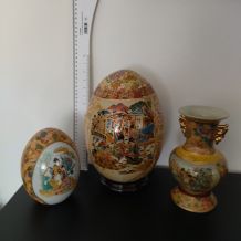 Lot de 3 objets décoratifs porcelaine chinoise 