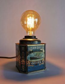 Lampe vintage chevet salon bureau boîte en fer Ocean queen 