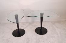 2 tables basses demi-lune aux formes organiques 