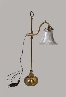 Lampe en bronze et tulipe holophane