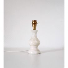 Petite lampe ancienne pied en marbre blanc et abat-jour impr