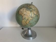 Globe terrestre Taride aluminium  vintage 1940 - 37 cm