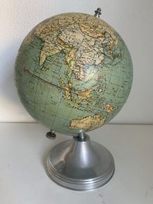Globe terrestre Taride aluminium  vintage 1940 - 37 cm