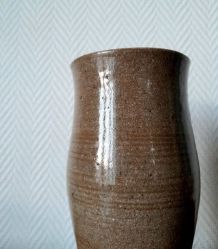 Vase vintage diabolo en grès émaillé signé