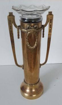 Jungendstil Brass &amp;  Glass Vase