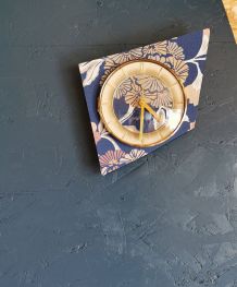 Horloge vintage pendule murale silencieuse Fleurs bleu