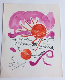 Lithographie signée André Marchand, "hommage à Raoul Dufy", 