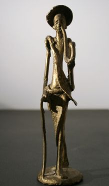 Statuette Bronze Le Viel Homme à La Pipe-Mali