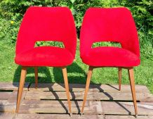 Duo chaises moumoute rouge années 60