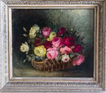 tableau fleurs huile sur toile de  A.GONDOIS