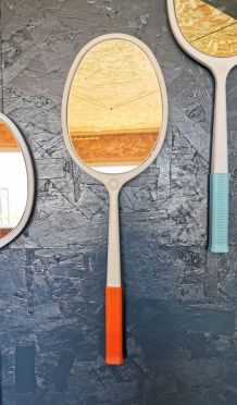 Miroir mural ovale plastique raquette vintage "Orange"