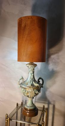 lampe vintage style rococo ,regency,  regule  steel patinée 