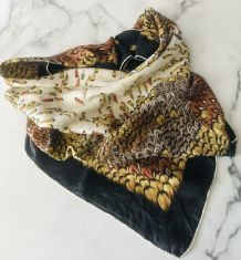 Foulard vintage plumes multicolores