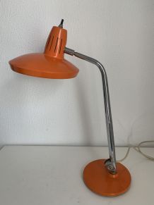 Lampe vintage 1960 de bureau Fase Faro Madrid orange - 52 cm