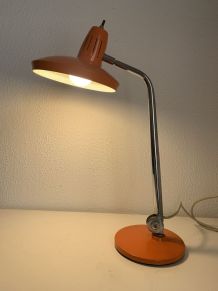 Lampe vintage 1960 de bureau Fase Faro Madrid orange - 52 cm