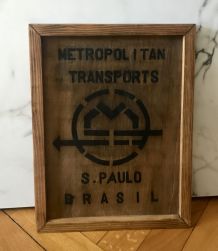 Plaque bois métro Brésil vintage