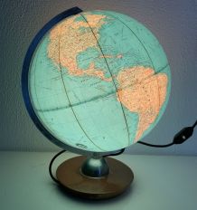 Globe vintage 1960 terrestre JRO Verlag bois PVC - 43 cm