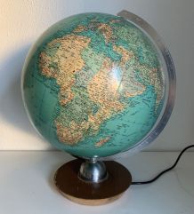 Globe vintage 1960 terrestre JRO Verlag bois PVC - 43 cm