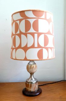 Lampe en marbre vintage et abat-jour fait main 