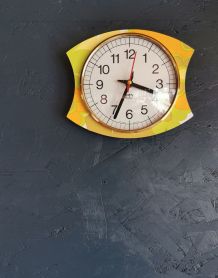 Horloge formica vintage pendule murale silencieuse "Japy"