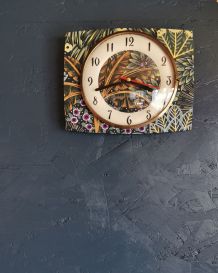 Horloge vintage pendule murale silencieuse Végétal vert