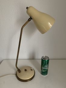 Lampe vintage 1950 de bureau crème laiton cocotte - 50 cm