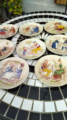 Lot de 8 assiettes parlante de Sarreguemines  thème les bois