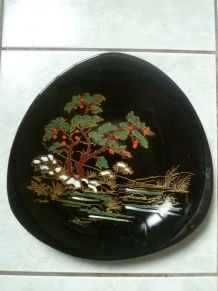 Assiette Japon , émaux de Longwy, vintage