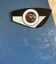 Horloge formica vintage pendule murale silencieuse Bayard