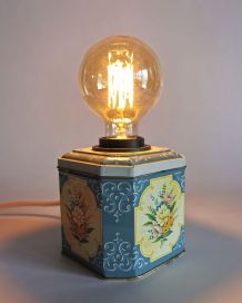 Lampe vintage chevet salon bureau boîte en fer Joli bouquet