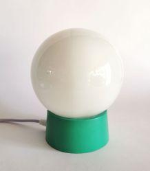 Lampe salon chevet bureau vintage opaline blanche "Vert"