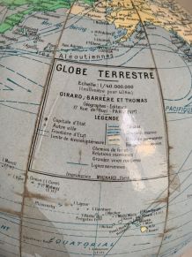 Globe vintage 1950 terrestre Girard Barrère et Thomas - 45 c