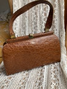 Sac cuir style crocodile années '50