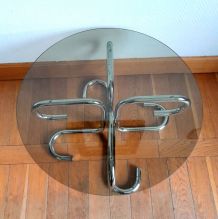 Table basse chrome design space age 1970 